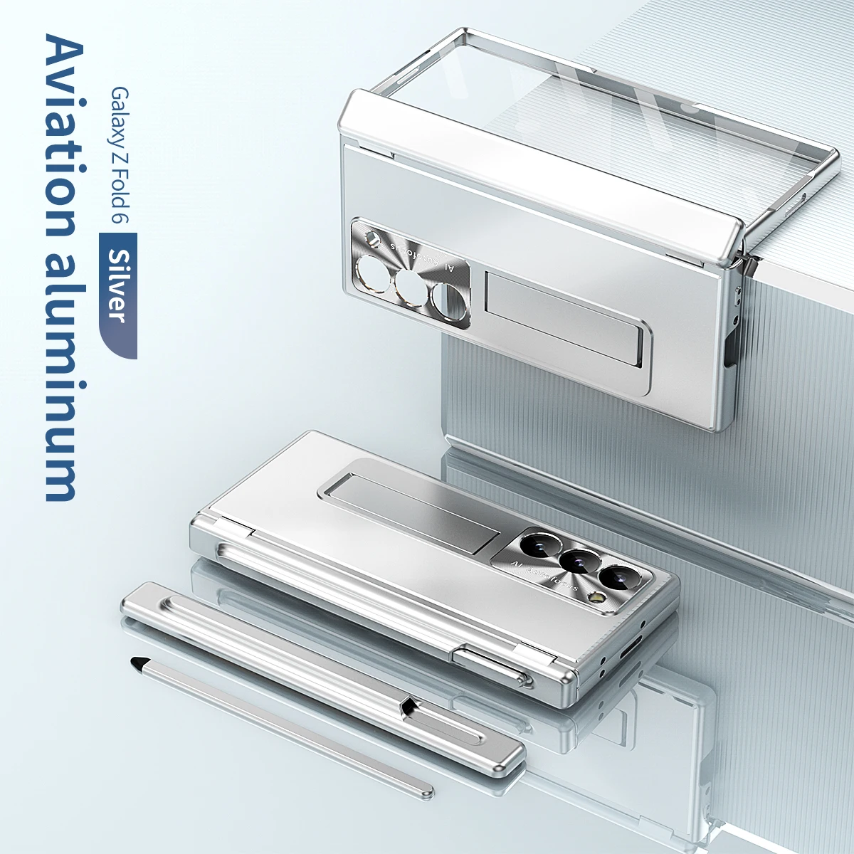 Full Protection Aluminium Case with Kickstand & Pen Holder For Samsung Galaxy Z Fold Series - onlinemegasale.com