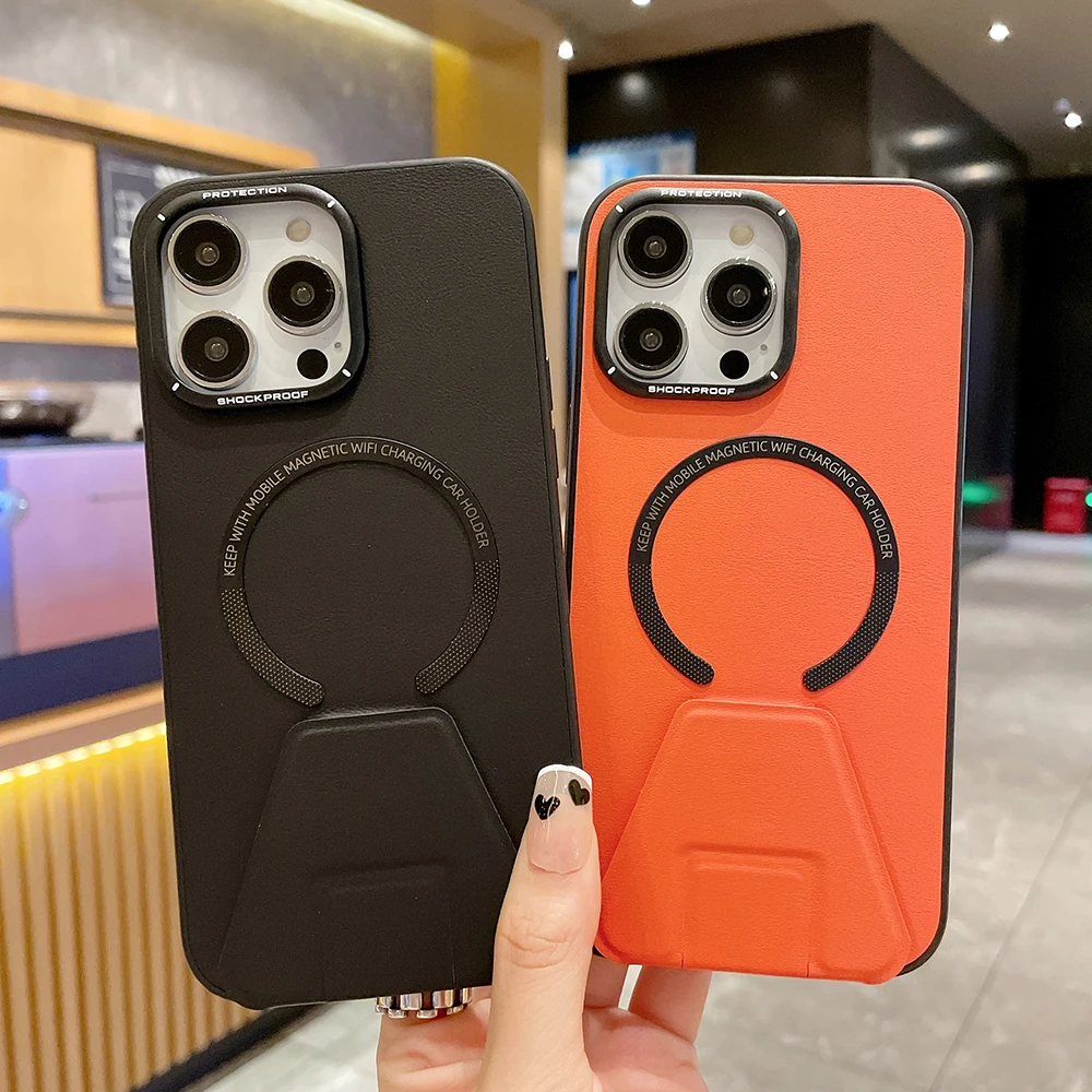 Kickstand Leather Case For iPhone - onlinemegasale.com