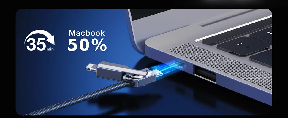 4-in-1 USB C Lightning Cable (2M): Fast Charging & Data Sync - onlinemegasale.com