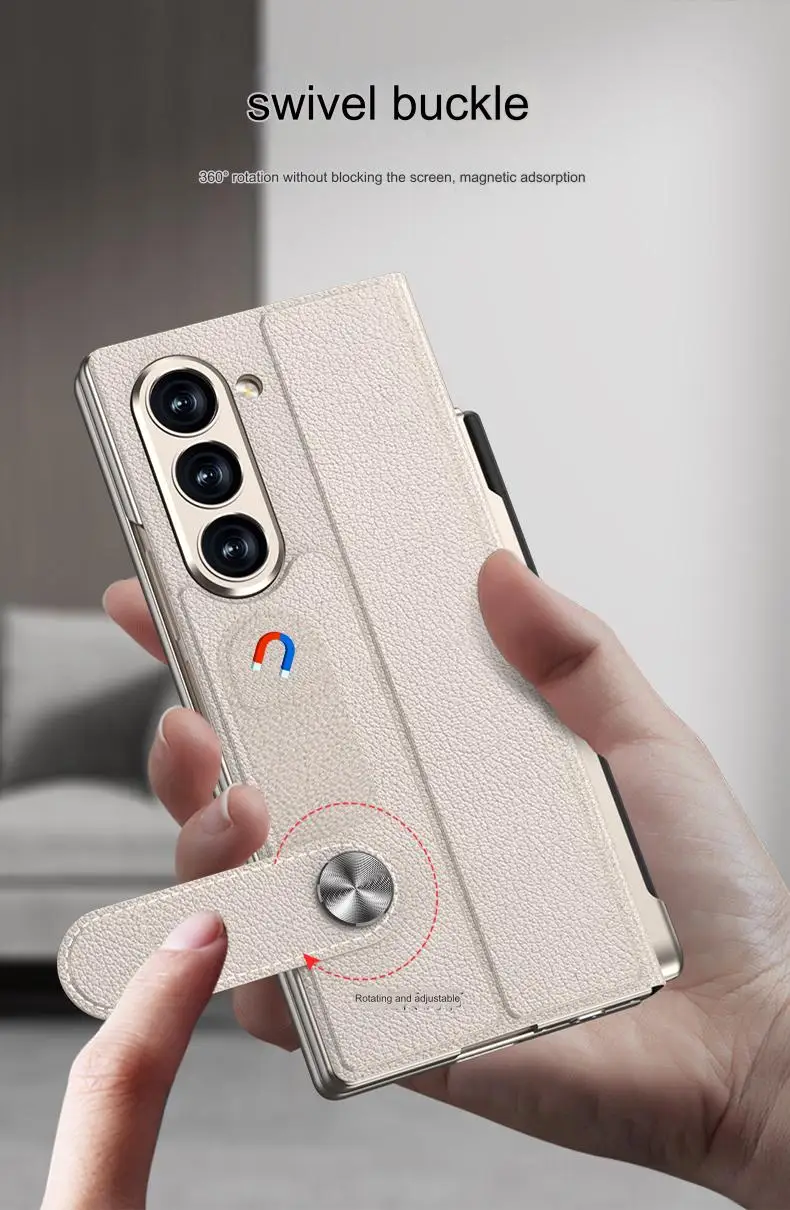 Vegan Leather S-Pen Flip Case for Samsung Galaxy Z Fold 6 | Built-in Glass Screen Protector & Card Slot Holder - onlinemegasale.com Vegan Leather S-Pen Flip Case for Samsung Galaxy Z Fold 6 | Built-in Glass Screen Protector & Card Slot Holder - onlinemegasale.com