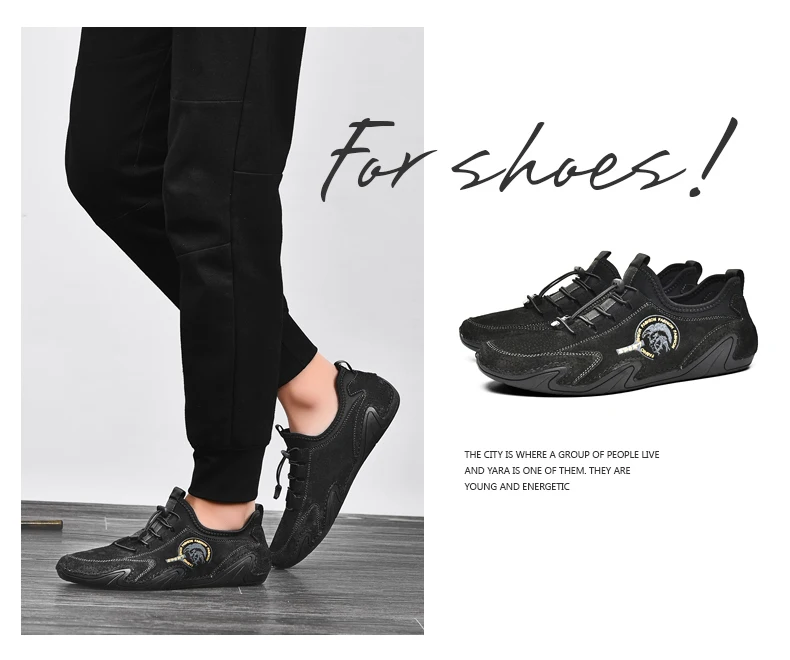 Mens Sneakers Casual Slip on Loafers Outdoor Light Flats Genuine Leather Shoes Comfortable Doudou Cross-legged Shoes - onlinemegasale.com