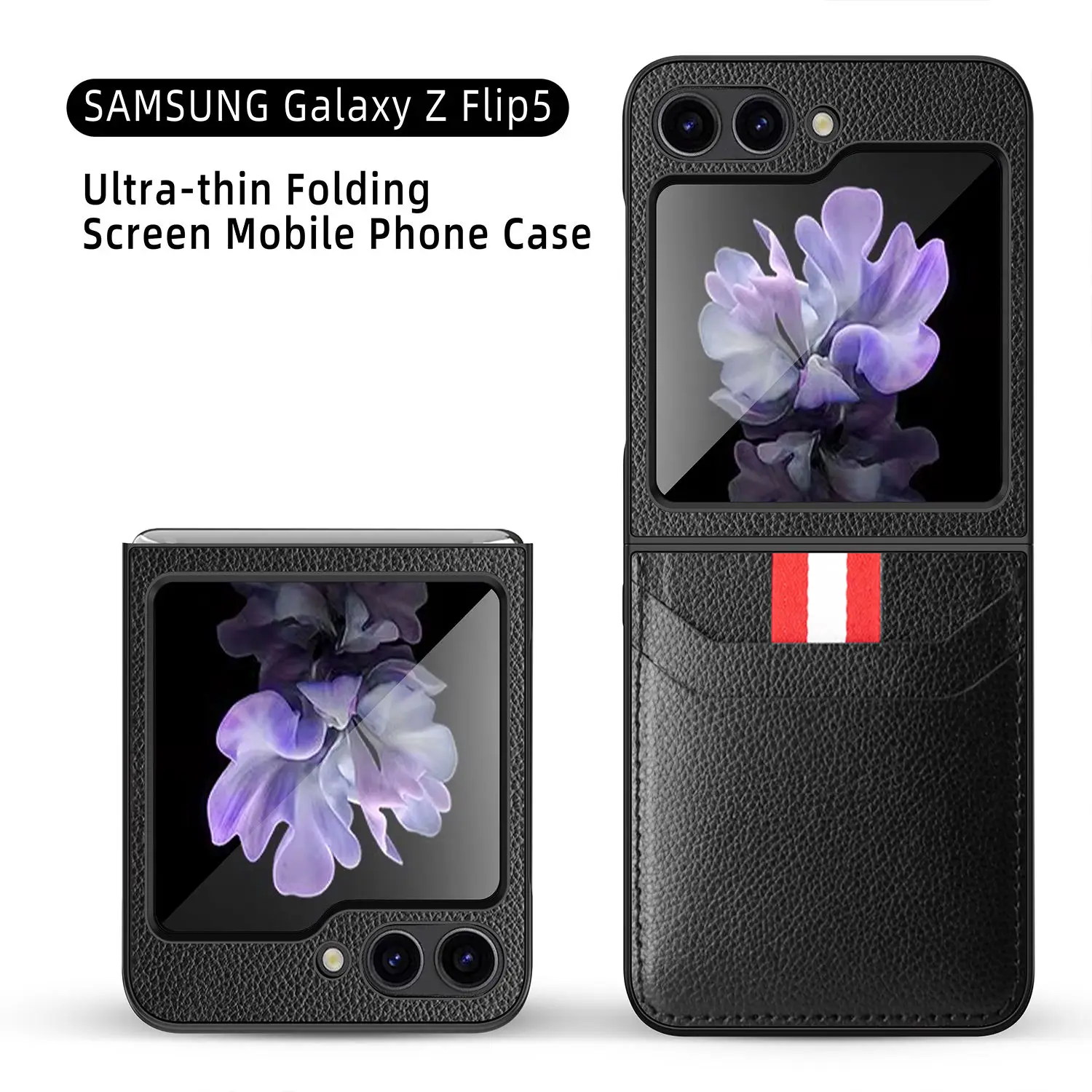 Leather Case with Card Holder for Samsung Galaxy Z Flip 5 - onlinemegasale.com Leather Case with Card Holder for Samsung Galaxy Z Flip 5 - onlinemegasale.com