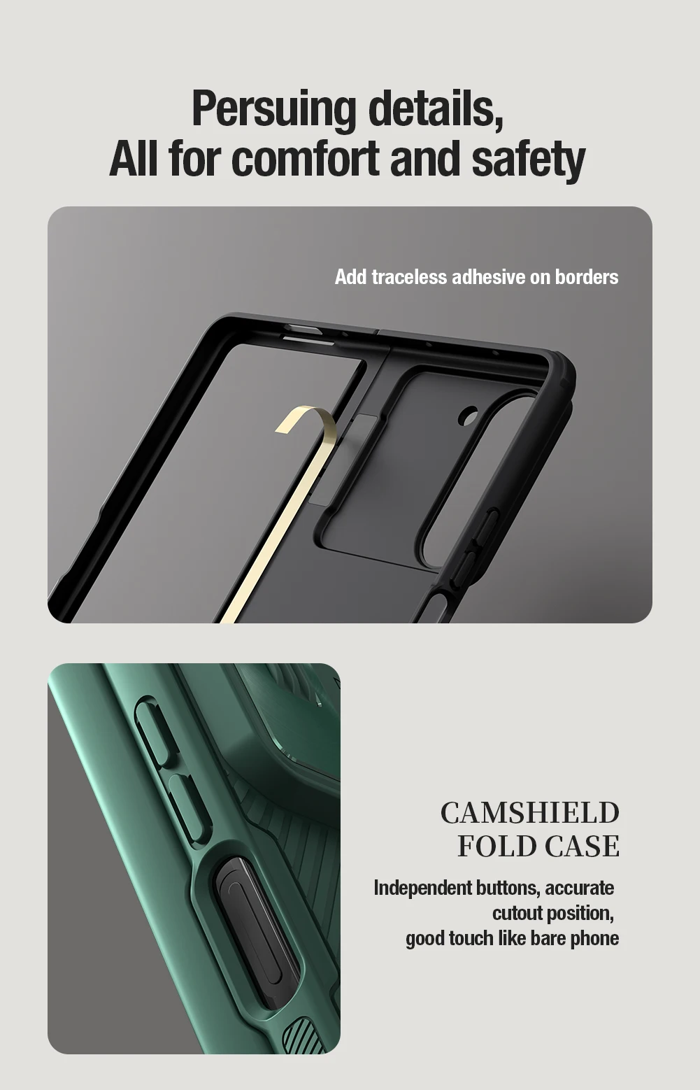 Case with Slide Camera Protector, Kickstand & S-Pen Pocket For Galaxy Z Fold 5 - onlinemegasale.com