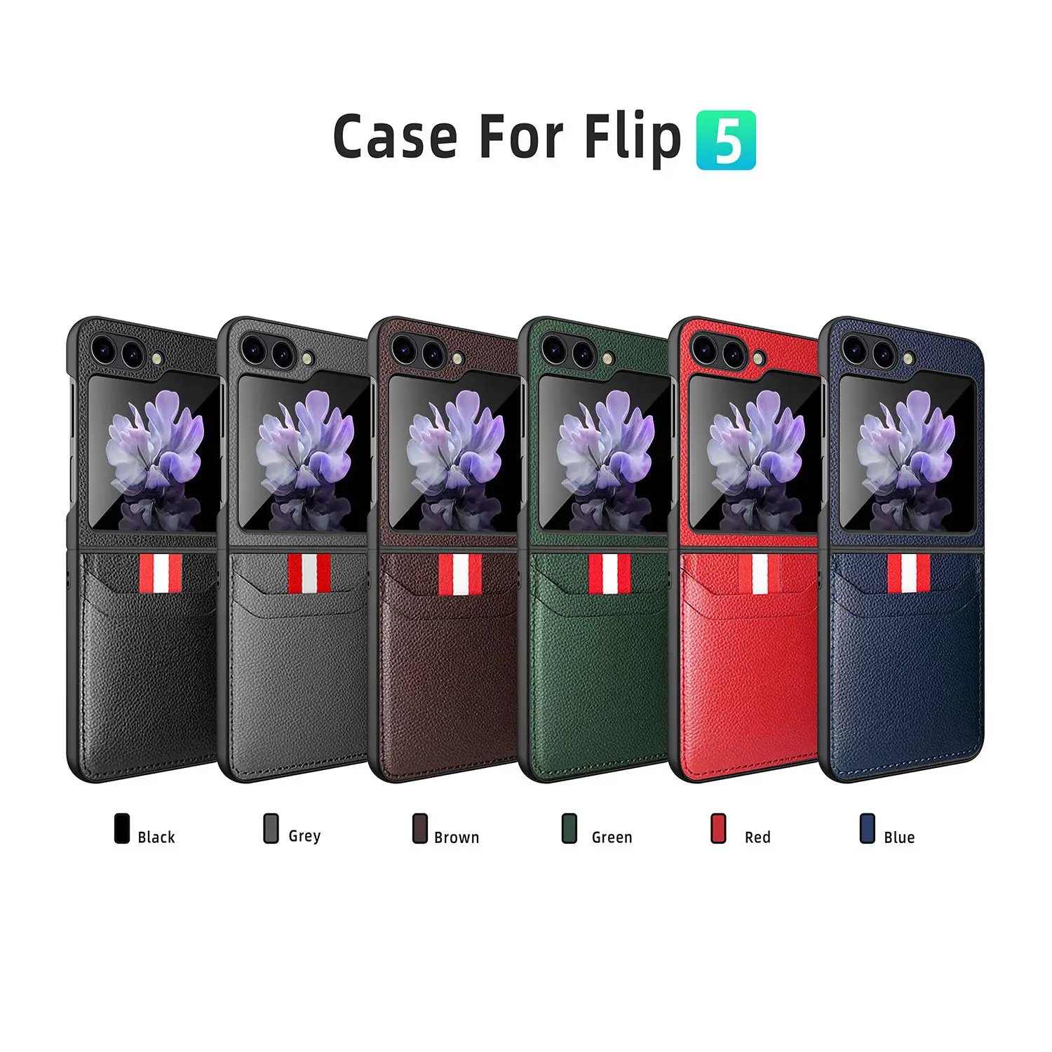 Leather Case with Card Holder for Samsung Galaxy Z Flip 5 - onlinemegasale.com Leather Case with Card Holder for Samsung Galaxy Z Flip 5 - onlinemegasale.com