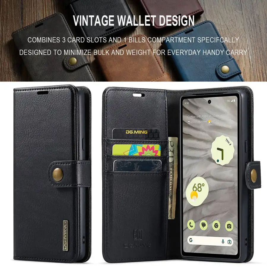 Detachable Magnetic Leather Wallet Case for Google Pixel Series - onlinemegasale.com