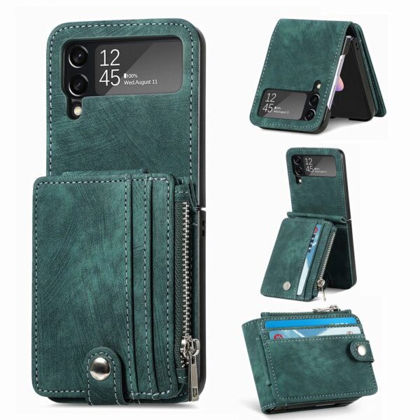 Detachable Leather 2 in 1 Zipper Wallet Folding Case for Samsung Flip4 &3