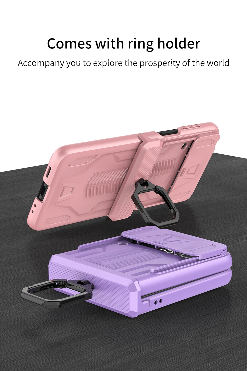 Magnetic Hinge All-Package Slide Camera Protection Case For Samsung Galaxy Z Flip4 - onlinemegasale.com