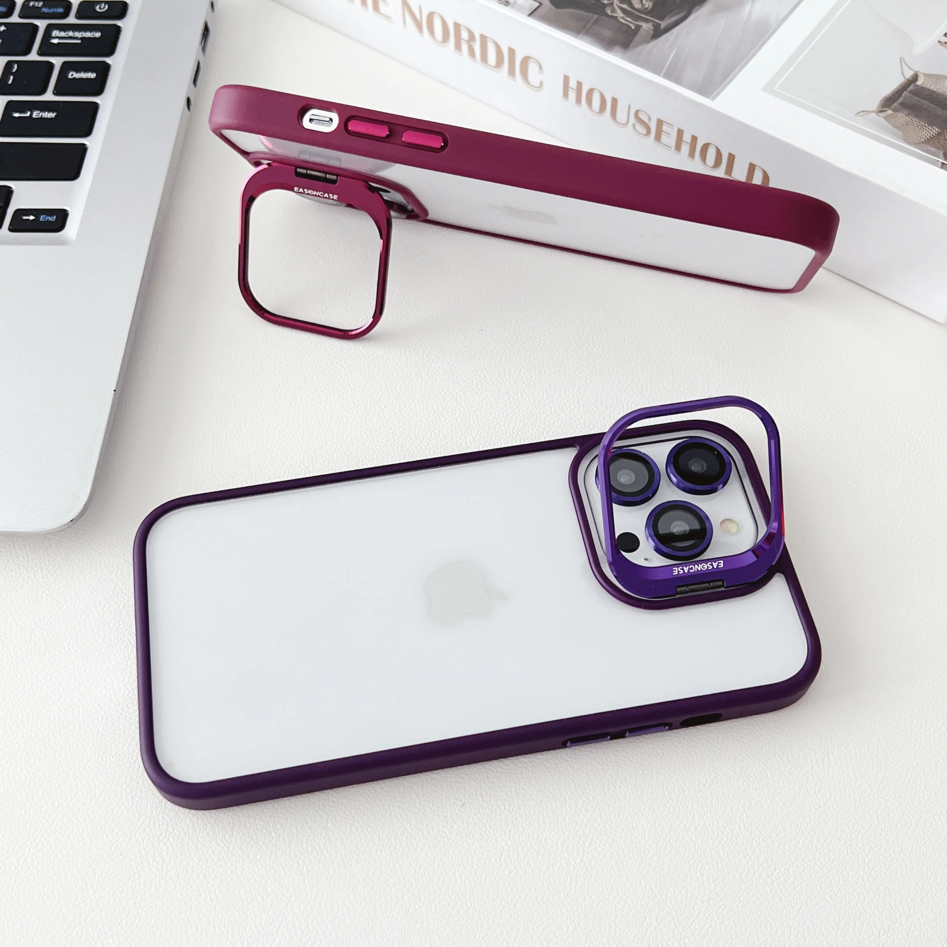 Lens Metal Ring Protector Stand Phone Case For iPhone - onlinemegasale.com