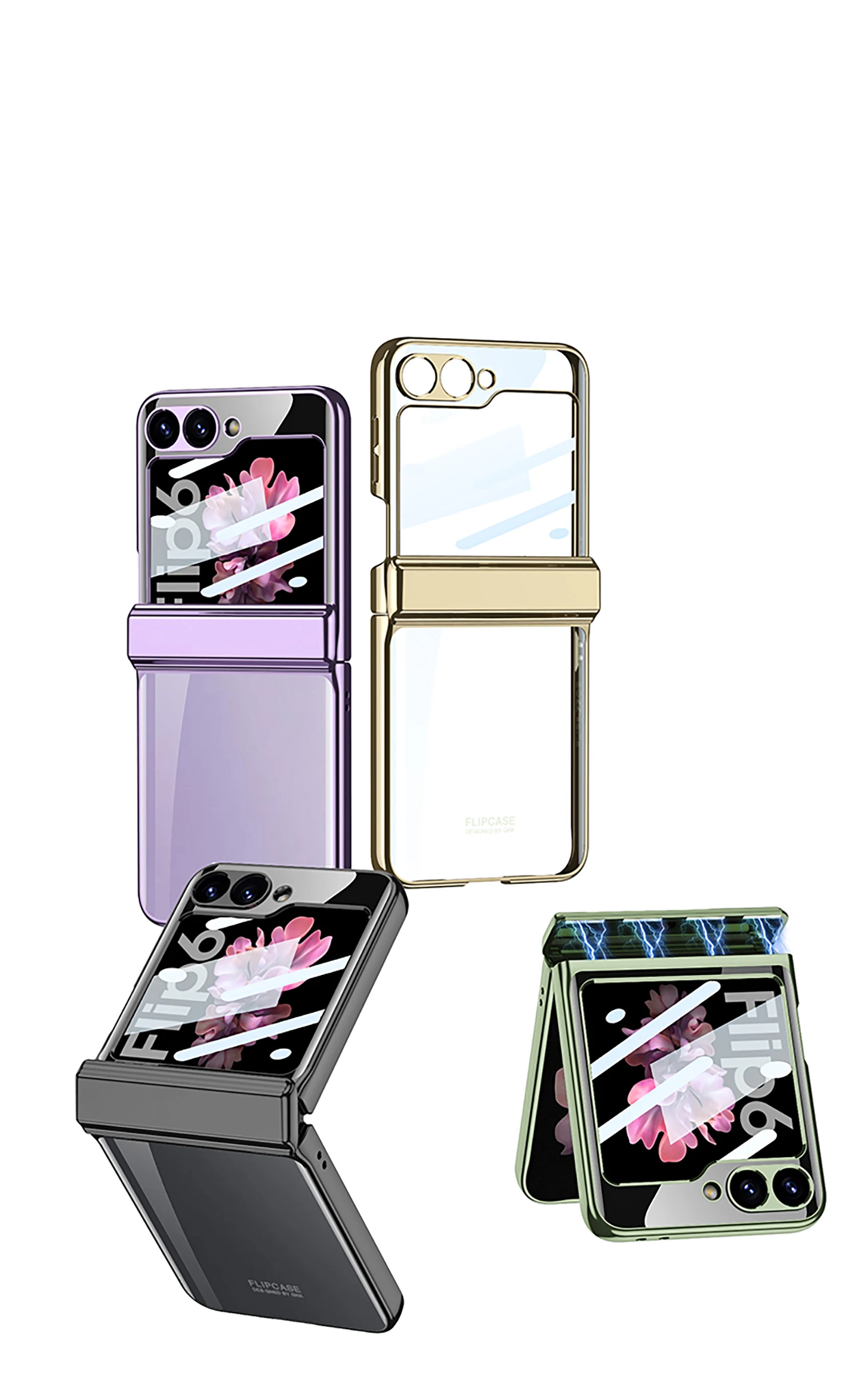 Transparent Case with Magnetic Hinge Protection for Samsung Galaxy Z Flip 6 - onlinemegasale.com