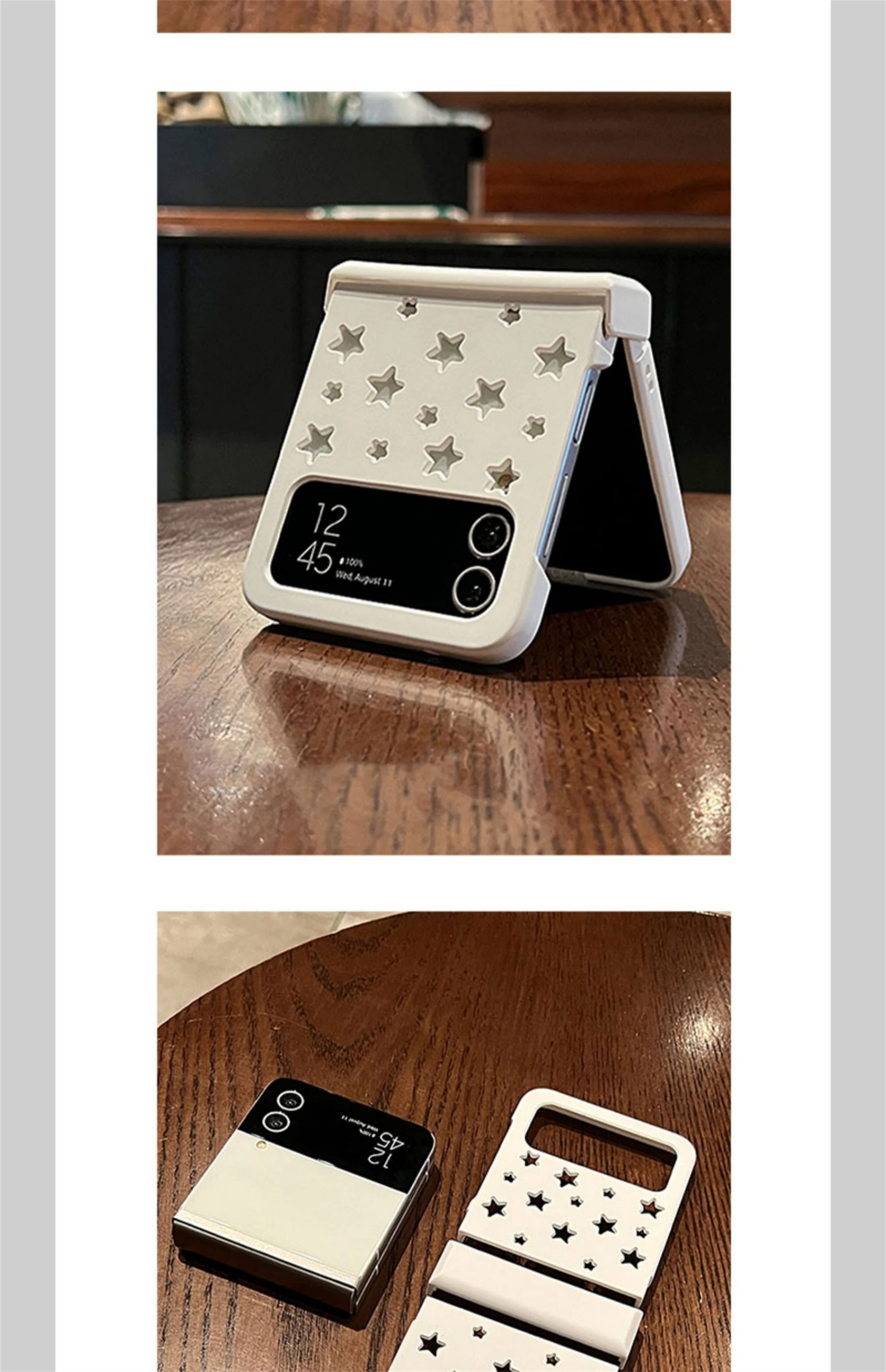 Korean Style Hollow Out Stars Phone Case for Galaxy Z Flip 4 - onlinemegasale.com
