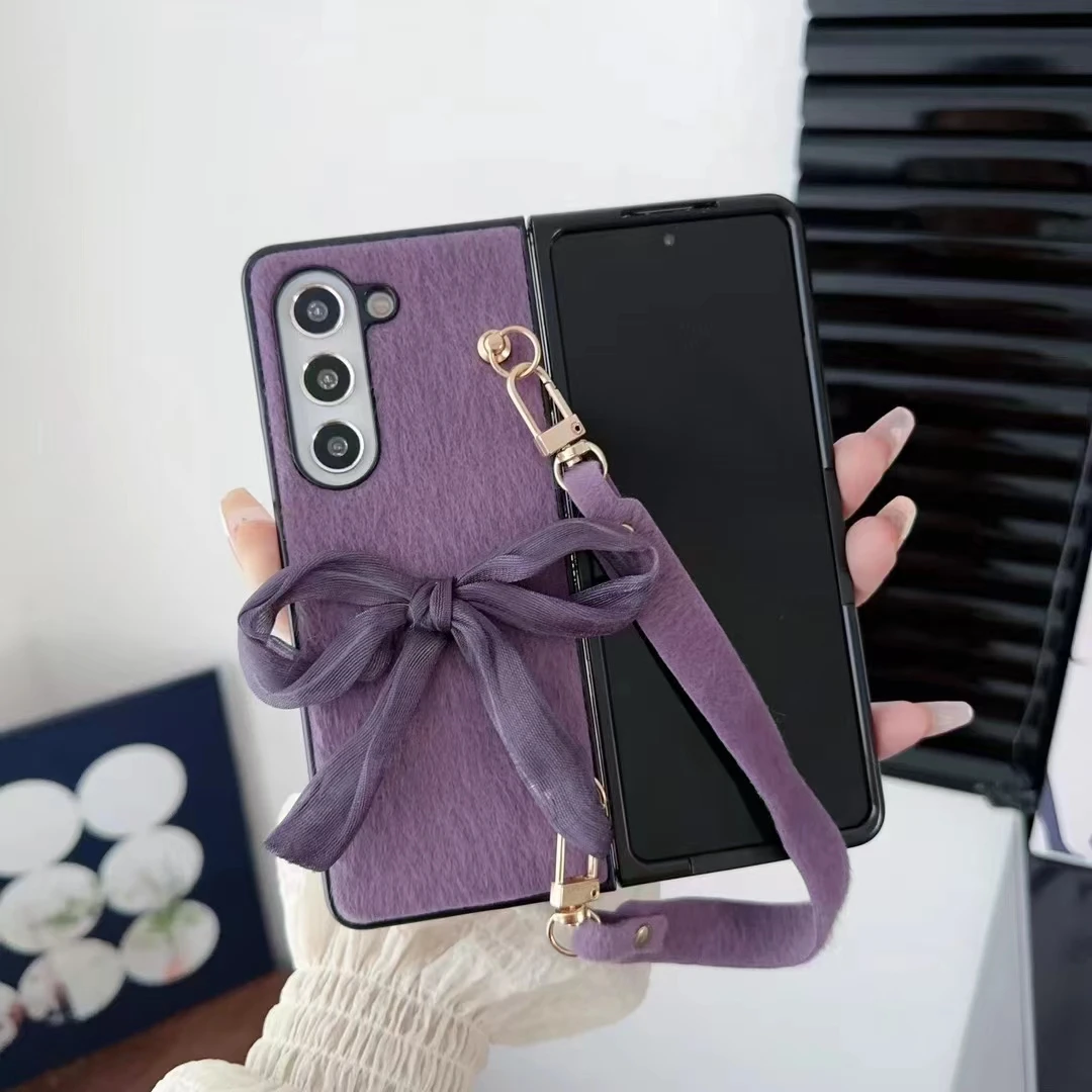 Luxury Fur Bow Case for Samsung Galaxy Z Fold 3/4/5 - onlinemegasale.com