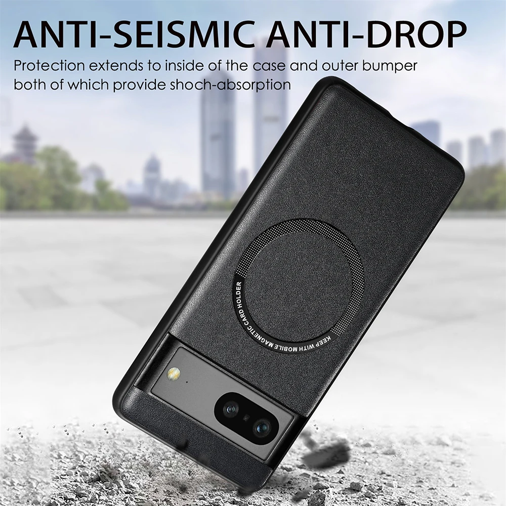 Magnetic Leather Wireless Charging Case For Google Pixel 8 Series - onlinemegasale.com