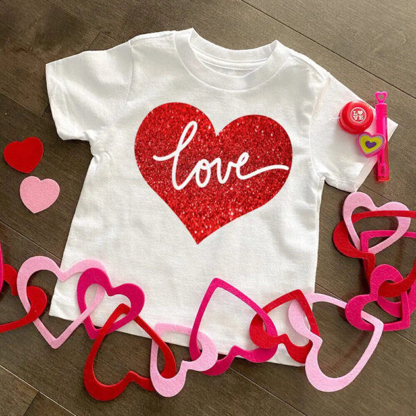 Personalized Girl Valentine's Day Heart Print Kids Shirt