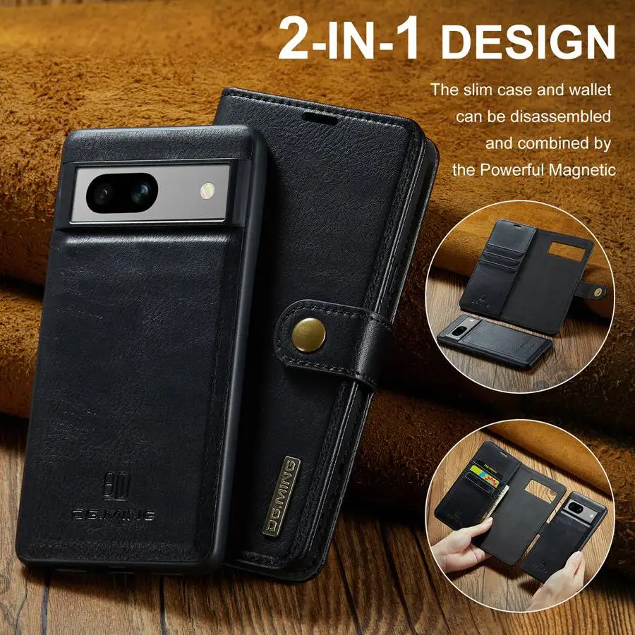 Detachable Magnetic Leather Wallet Case for Google Pixel Series - onlinemegasale.com