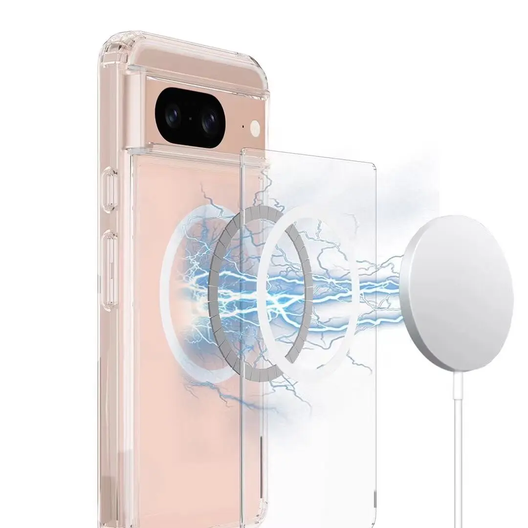 Transparent Magnetic Wireless charging Case For Google Pixel 8 Series - onlinemegasale.com