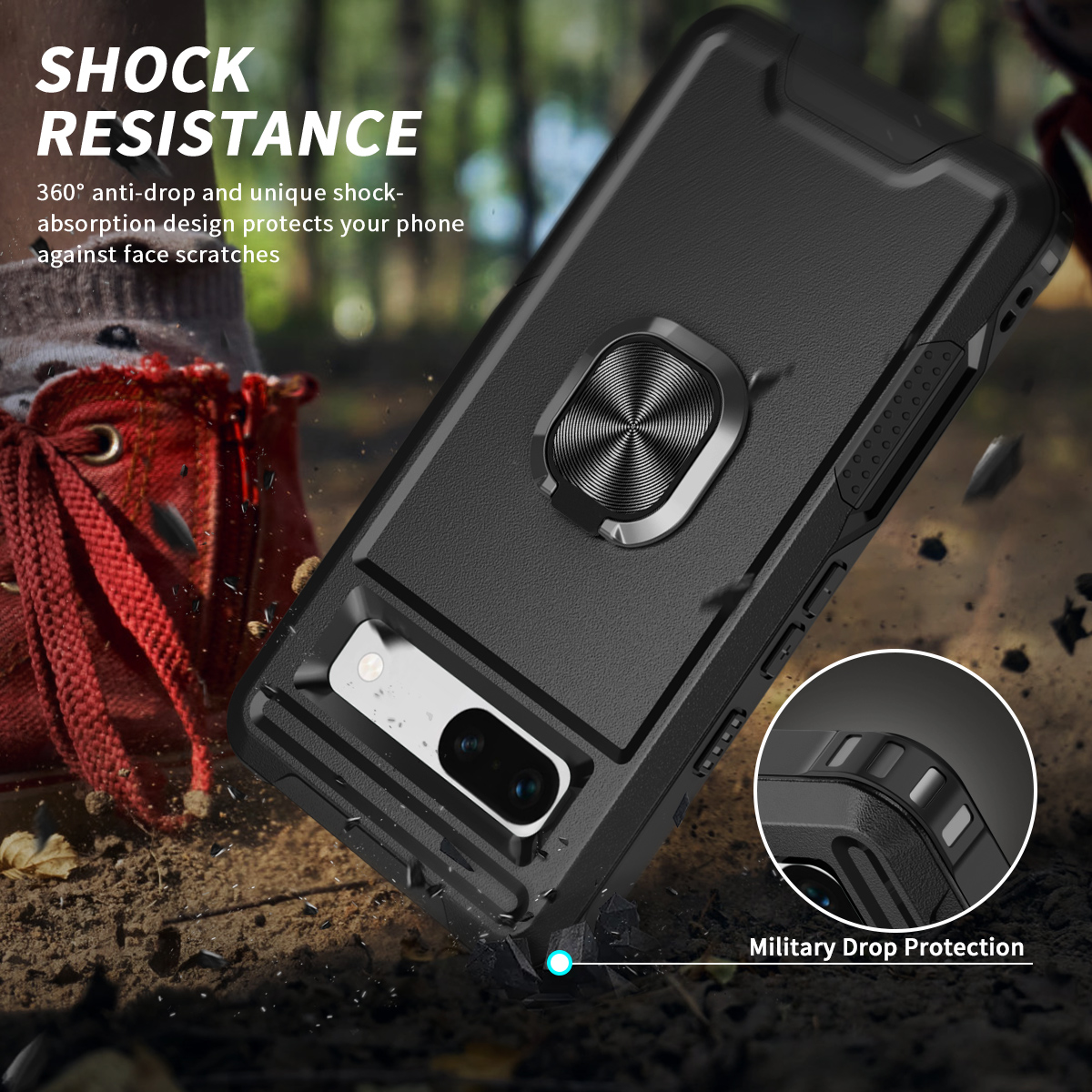 Armor Shockproof Case with Magnetic Ring Holder For Google Pixel 8 Series - onlinemegasale.com