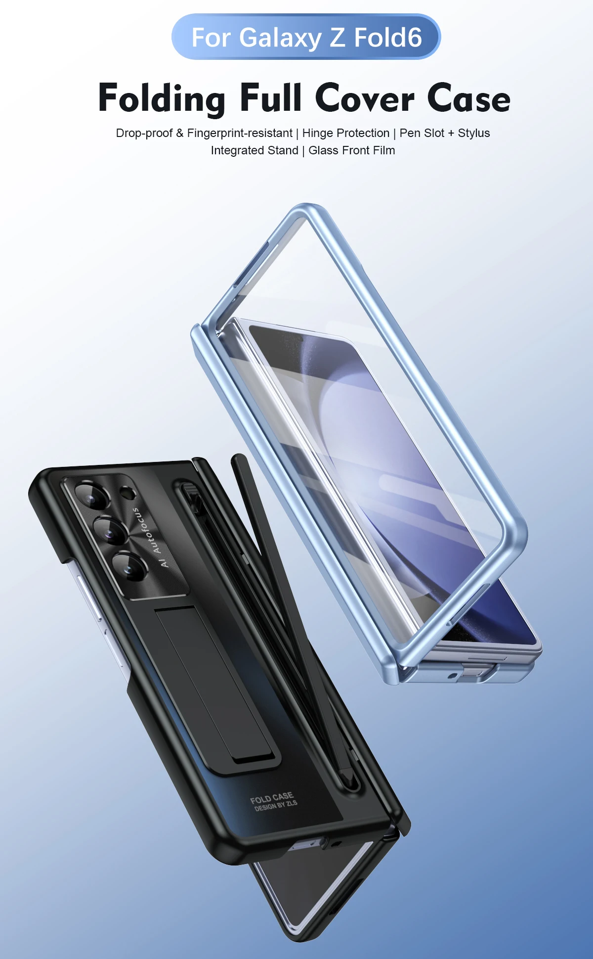 Shockproof Case for Samsung Galaxy Z Fold 6/5/4, Hinge Armor with Touch Pen & Kickstand - onlinemegasale.com