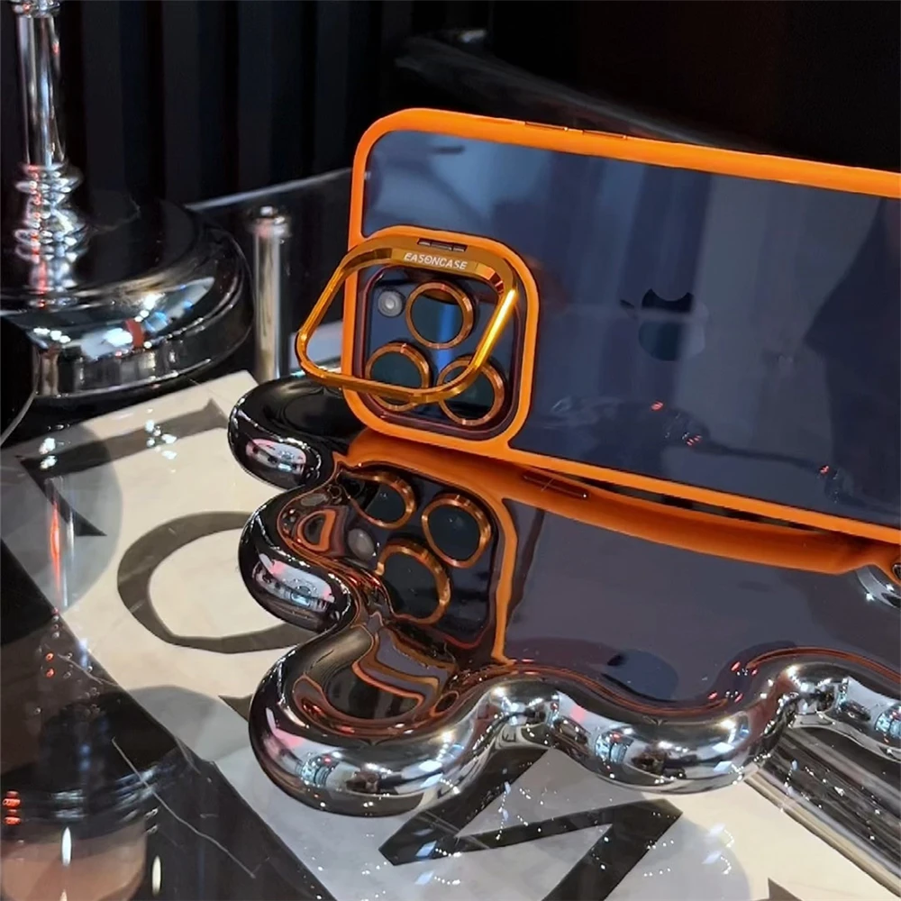 Lens Metal Ring Protector Stand Phone Case For iPhone - onlinemegasale.com