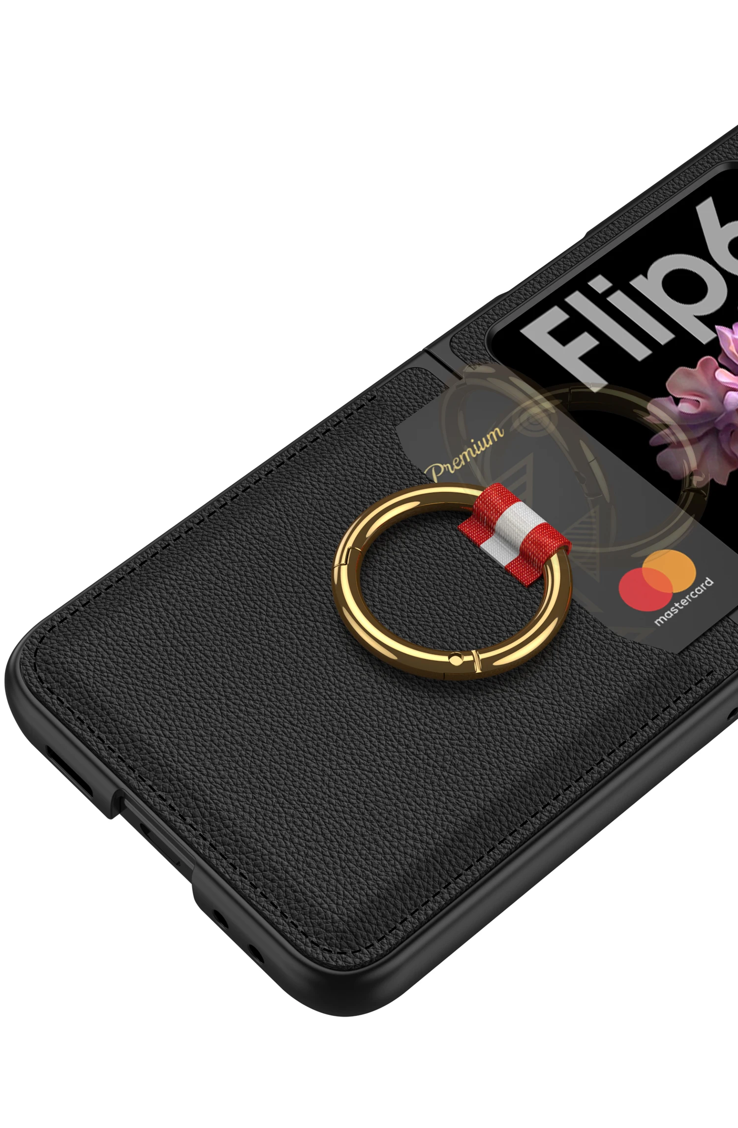 Leather Case with Ring Holder for Samsung Galaxy Z Flip 6 - onlinemegasale.com