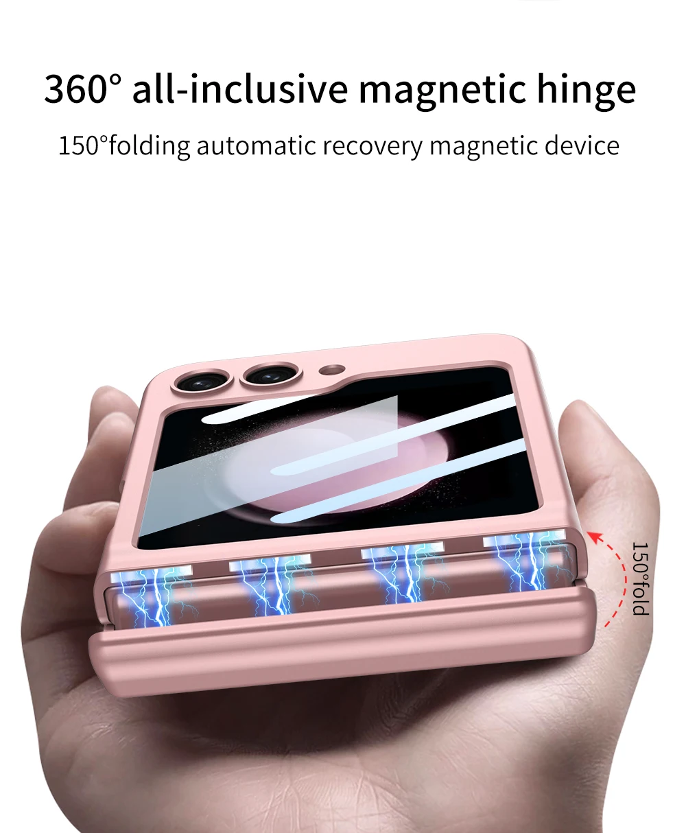 Full Protection Magnetic Case Hinge & Screen Protection For Galaxy Z Flip 5 - onlinemegasale.com