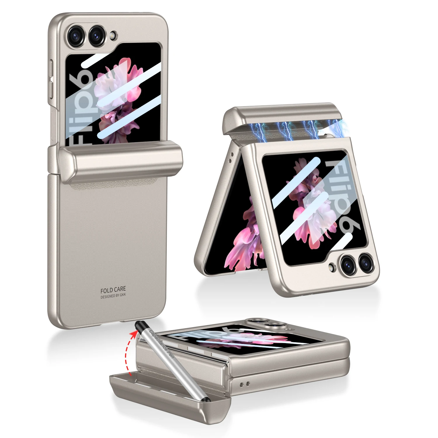 Shockproof Case with Magnetic Hinge Protection & Touch Pen for Samsung Galaxy Z Flip 6 - onlinemegasale.com