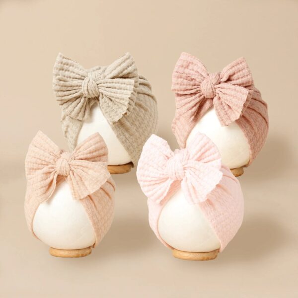 Lovely Bowknot Knitted Baby Hat Cute Solid Color Baby Girls Turban