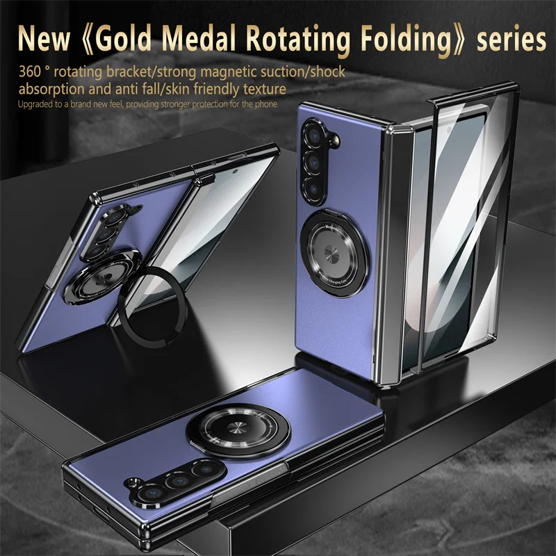 Luxury Shockproof Case with 360° Rotating Bracket for Samsung Galaxy Z Fold - onlinemegasale.com