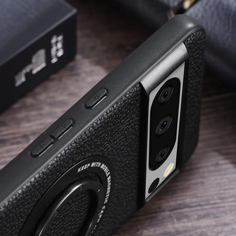 Magnetic Leather Case with Bracket for Google Pixel 8 Series - onlinemegasale.com