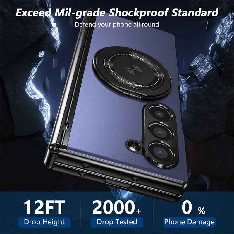 Luxury Shockproof Case with 360° Rotating Bracket for Samsung Galaxy Z Fold - onlinemegasale.com