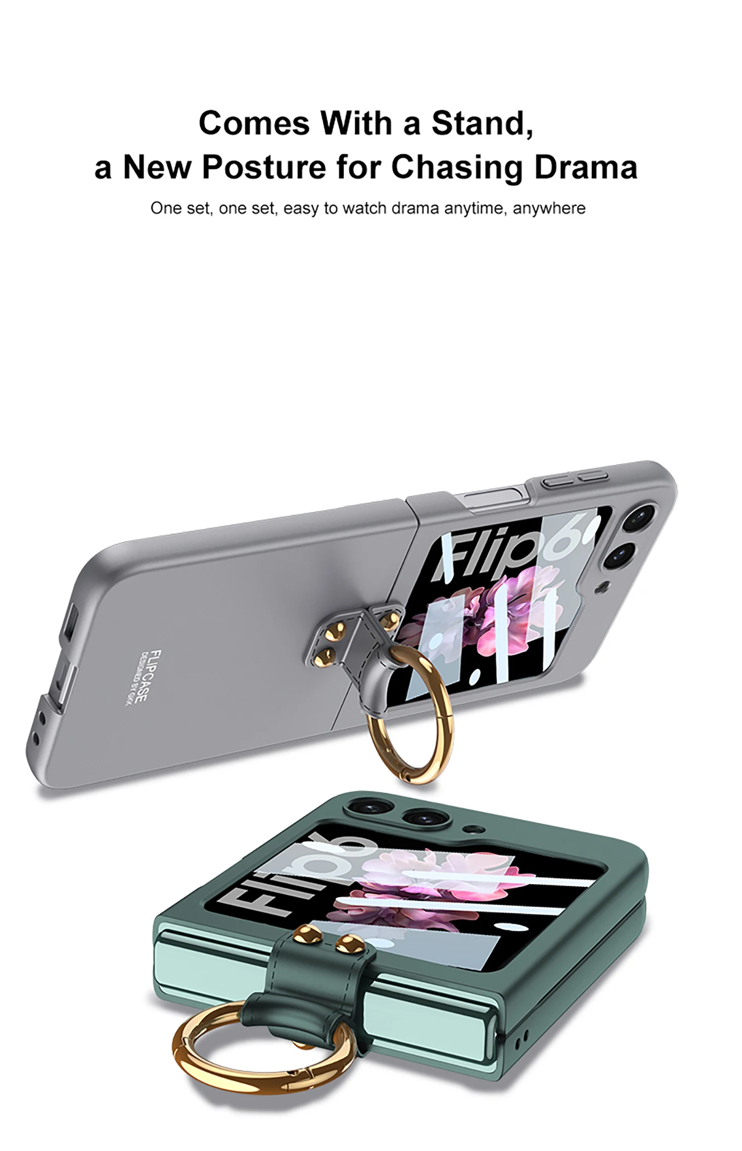 Ultra Thin Case with Ring Holder for Samsung Galaxy Z Flip 6 - onlinemegasale.com