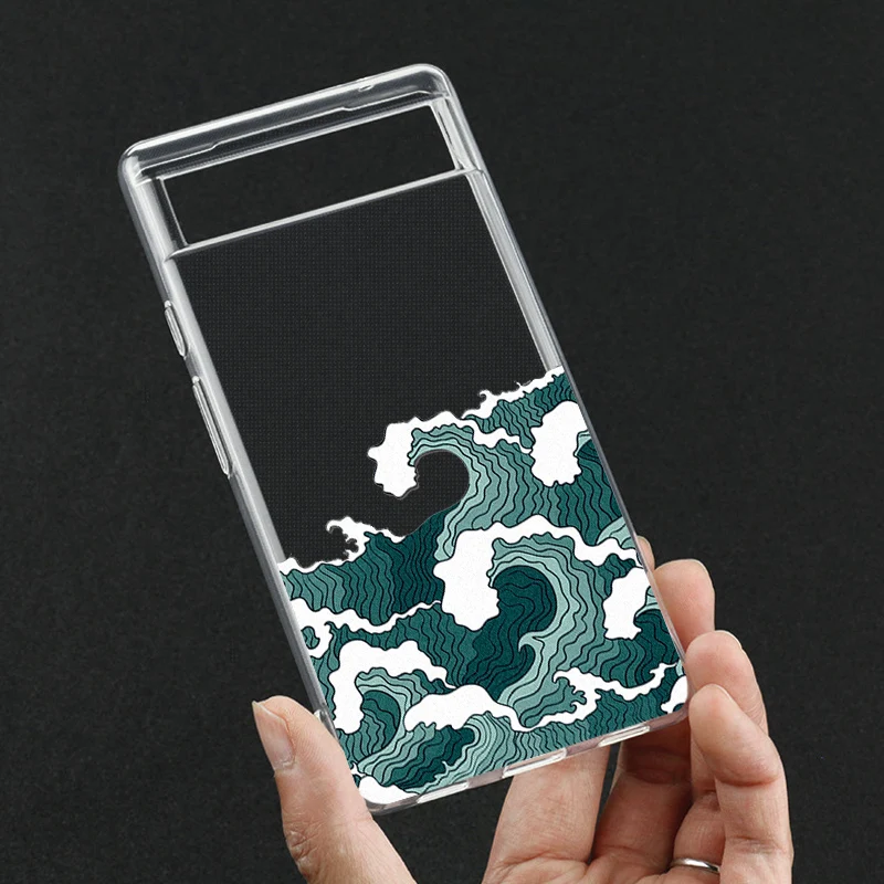 Fashion Great Blue Wave Clear Phone Case for Google Pixel 7 Pro - onlinemegasale.com