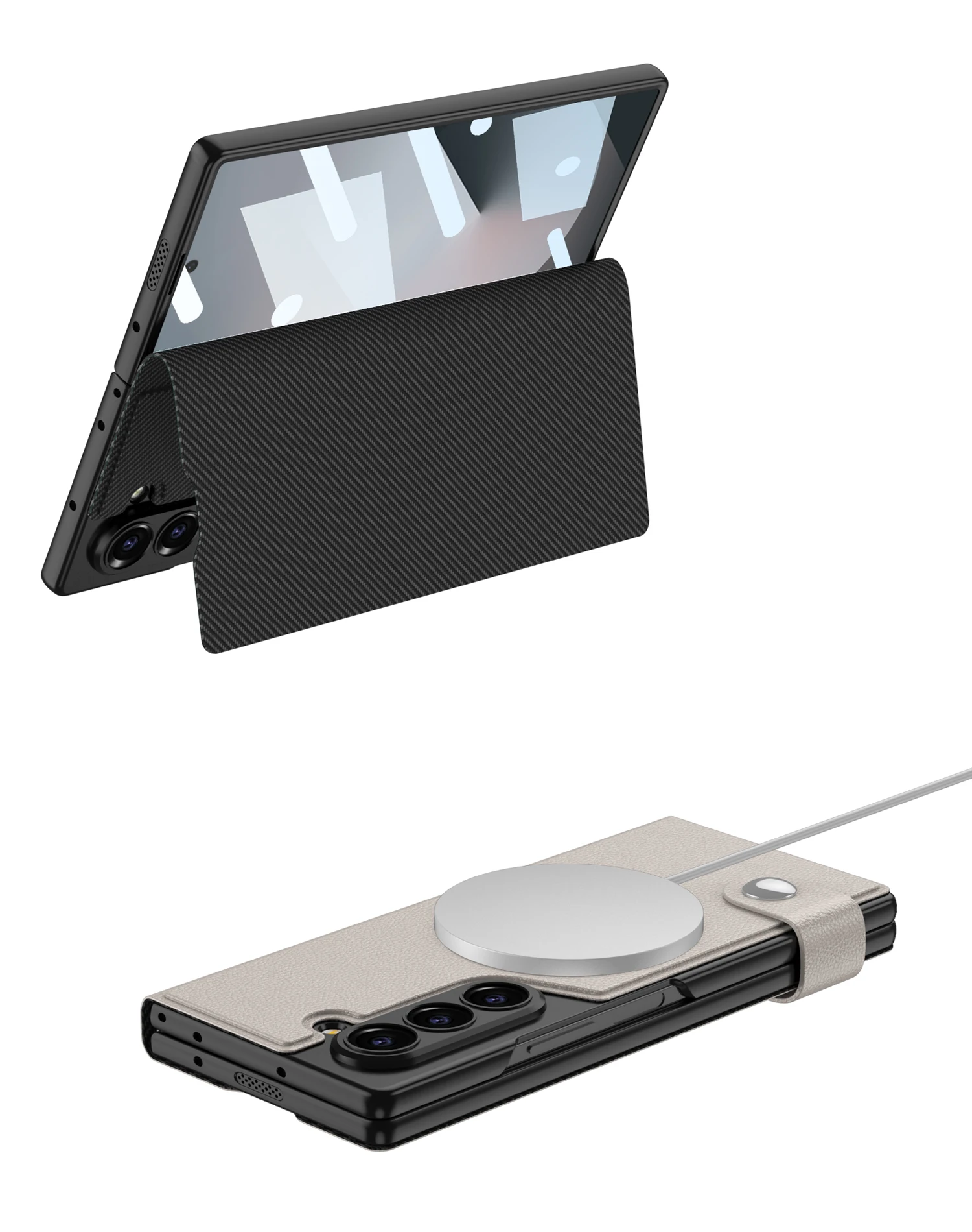 Magnetic Fiber Leather Case for Samsung Galaxy Z Fold 6 with MagSafe Charging | Split Body Protective Cover - onlinemegasale.com Magnetic Fiber Leather Case for Samsung Galaxy Z Fold 6 with MagSafe Charging | Split Body Protective Cover - onlinemegasale.com