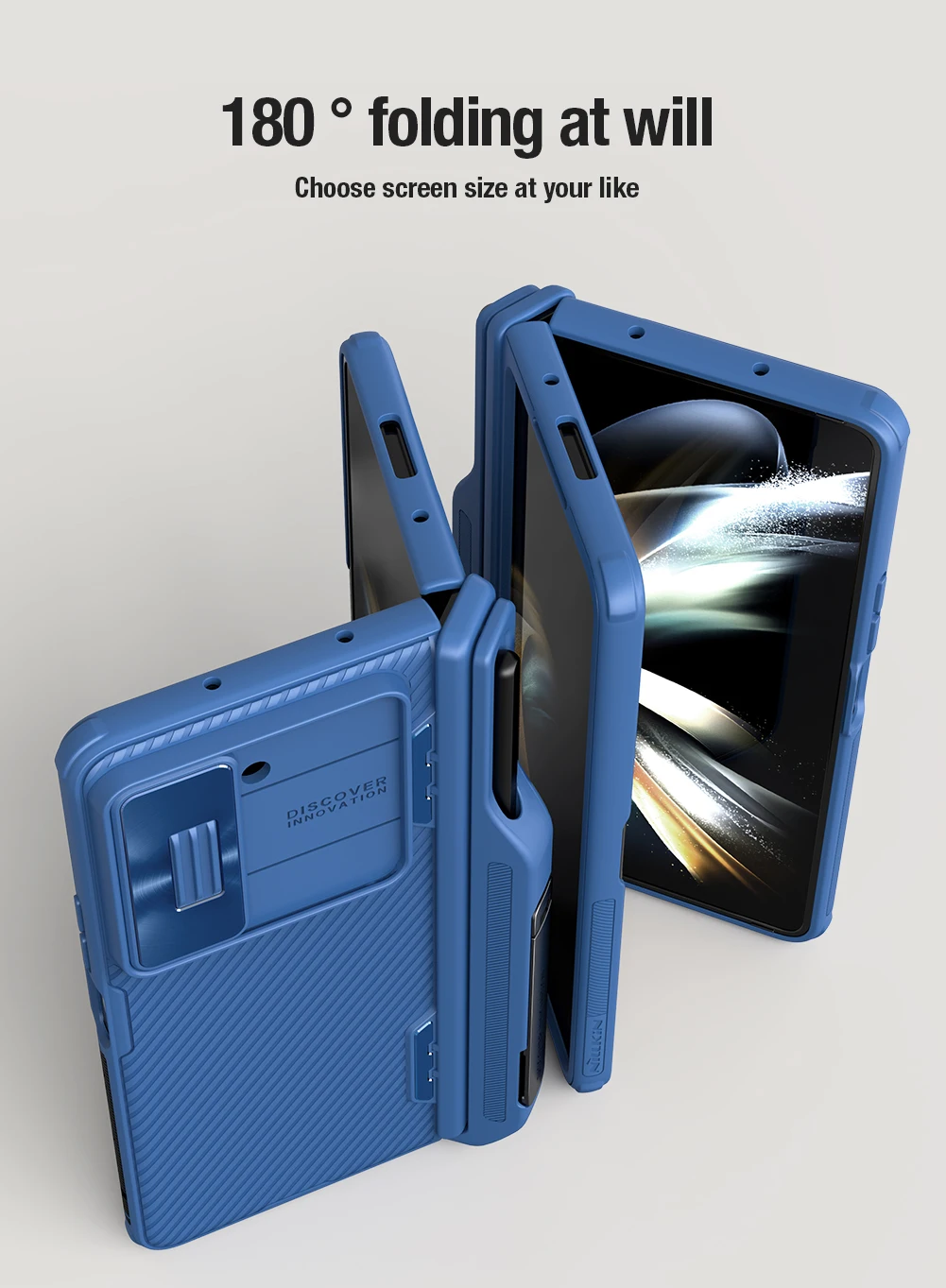 Case with Slide Camera Protector, Kickstand & S-Pen Pocket For Galaxy Z Fold 5 - onlinemegasale.com