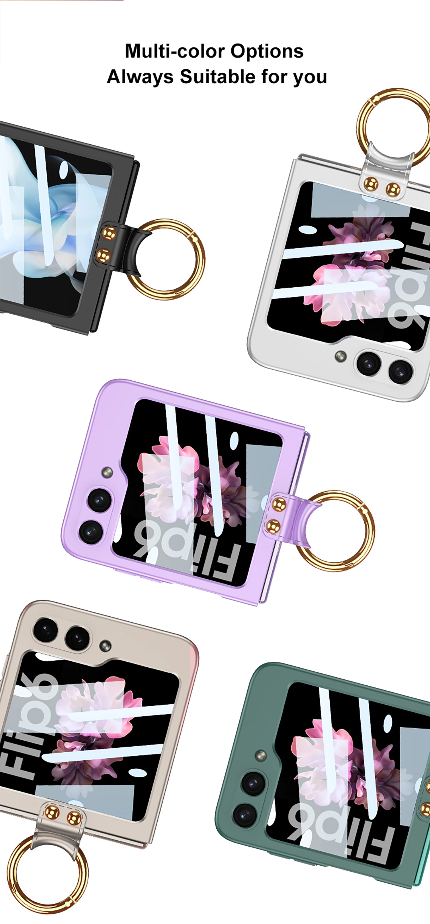 Ultra Thin Case with Ring Holder for Samsung Galaxy Z Flip 6 - onlinemegasale.com