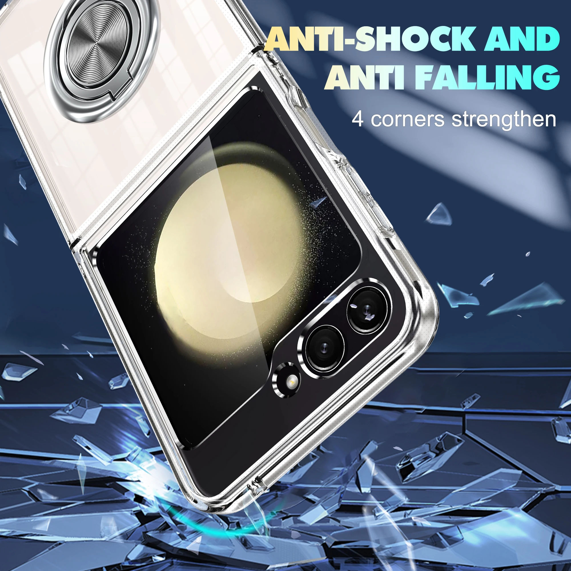 Shockproof Case With Magnetic Ring Stand For Samsung Galaxy Z Flip 6 - onlinemegasale.com