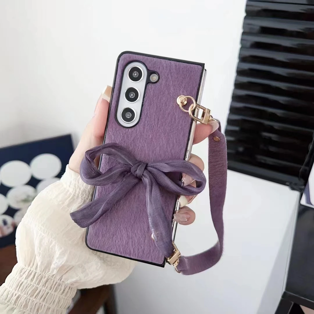 Luxury Fur Bow Case for Samsung Galaxy Z Fold 3/4/5 - onlinemegasale.com