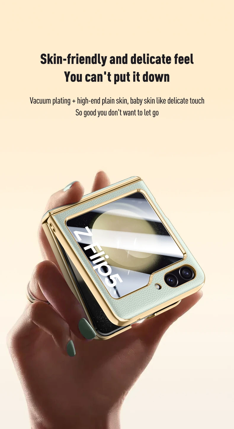 Leather Case with Hinge Protection for Samsung Galaxy Z Flip 5 - onlinemegasale.com
