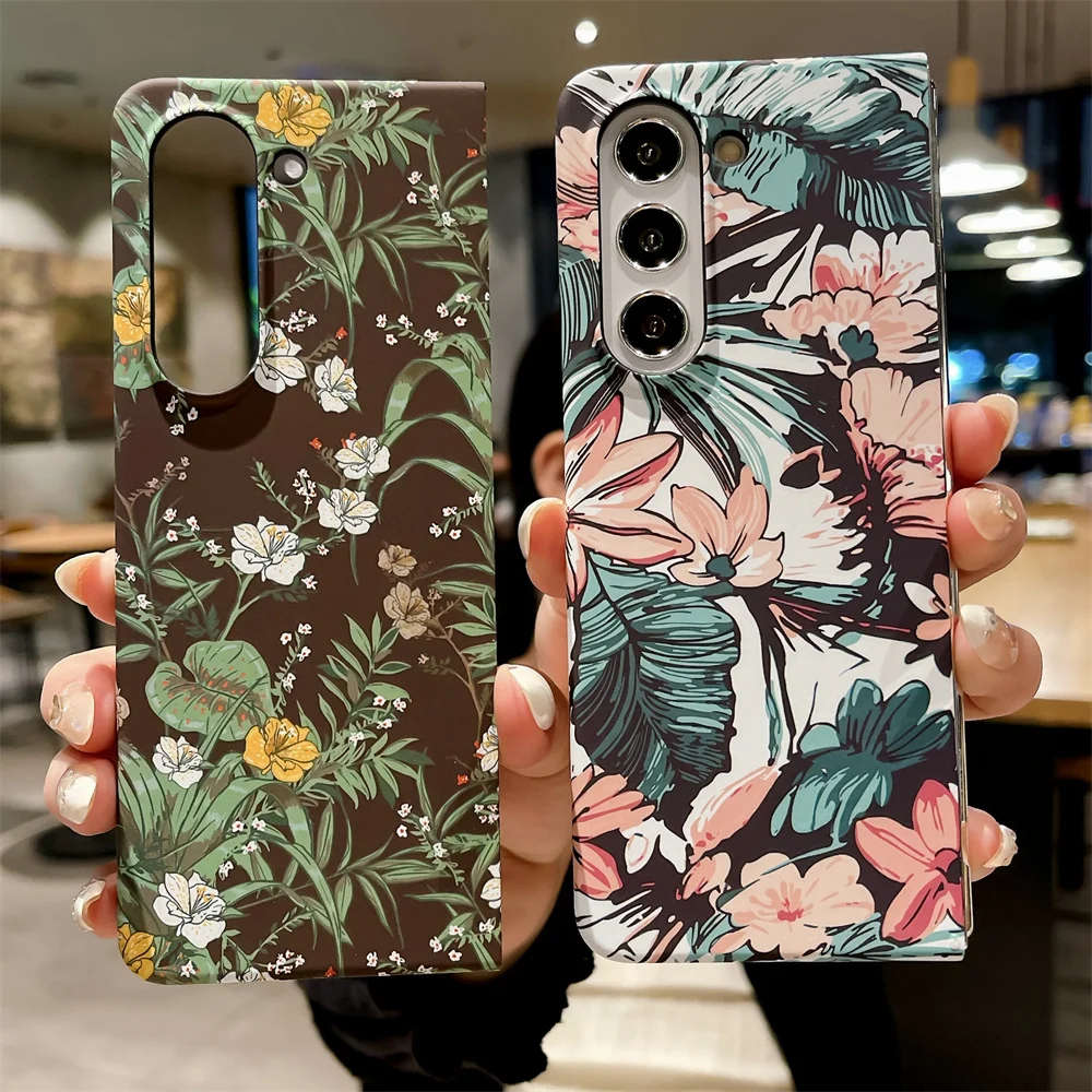 Retro Oil Painting Fragmented Flowers Case For Samsung Galaxy Fold - onlinemegasale.com