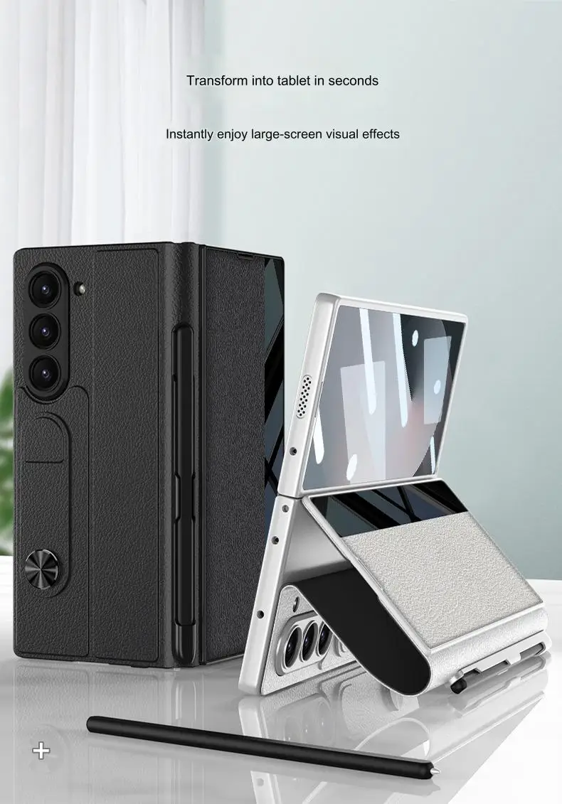 Vegan Leather S-Pen Flip Case for Samsung Galaxy Z Fold 6 | Built-in Glass Screen Protector & Card Slot Holder - onlinemegasale.com Vegan Leather S-Pen Flip Case for Samsung Galaxy Z Fold 6 | Built-in Glass Screen Protector & Card Slot Holder - onlinemegasale.com