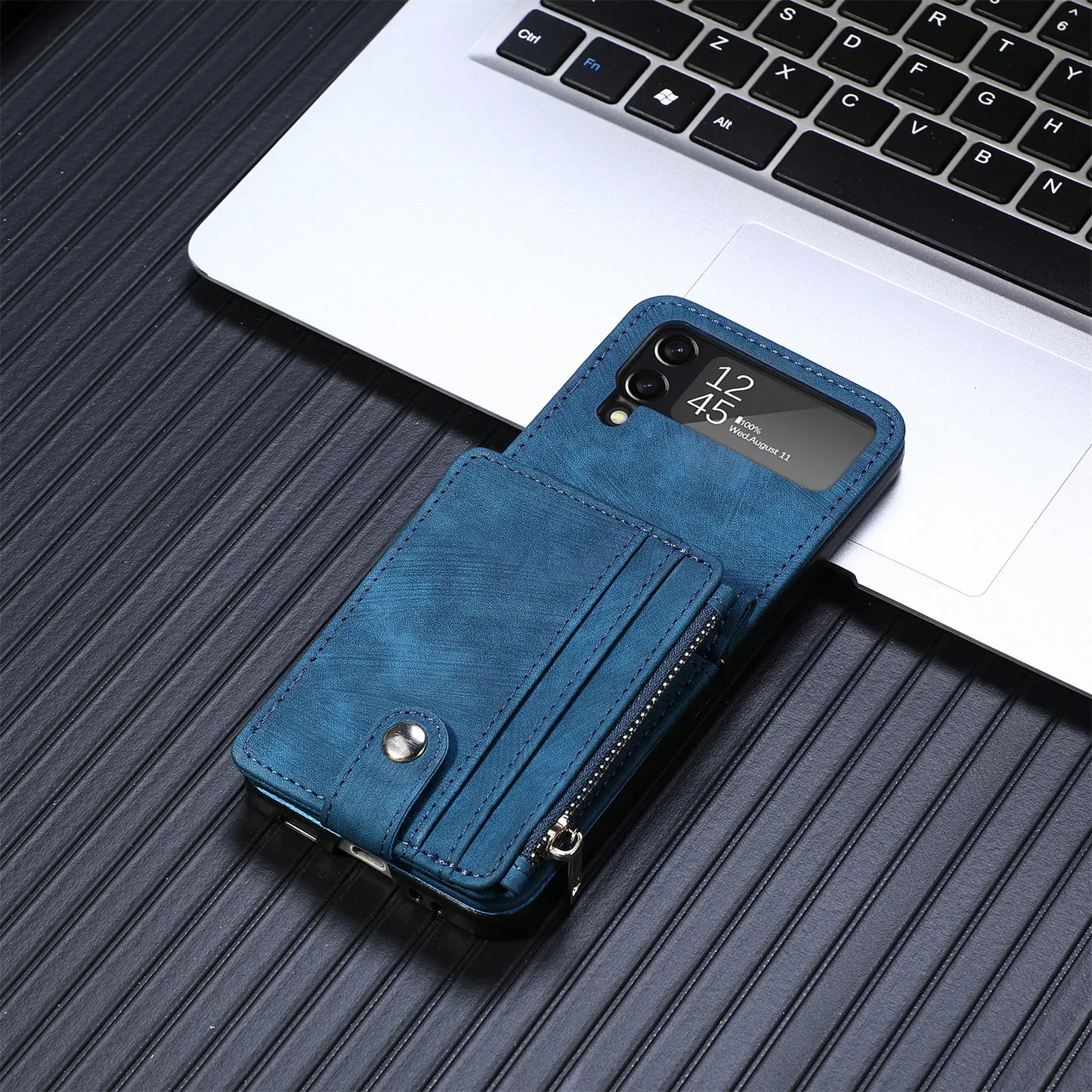 Detachable Leather 2 in 1 Zipper Wallet Folding Case for Samsung Flip4 &3 - onlinemegasale.com
