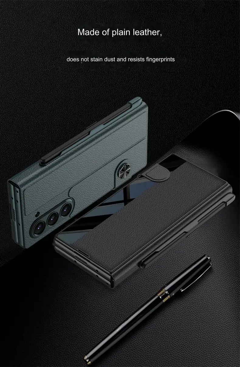 Vegan Leather S-Pen Flip Case for Samsung Galaxy Z Fold 6 | Built-in Glass Screen Protector & Card Slot Holder - onlinemegasale.com Vegan Leather S-Pen Flip Case for Samsung Galaxy Z Fold 6 | Built-in Glass Screen Protector & Card Slot Holder - onlinemegasale.com