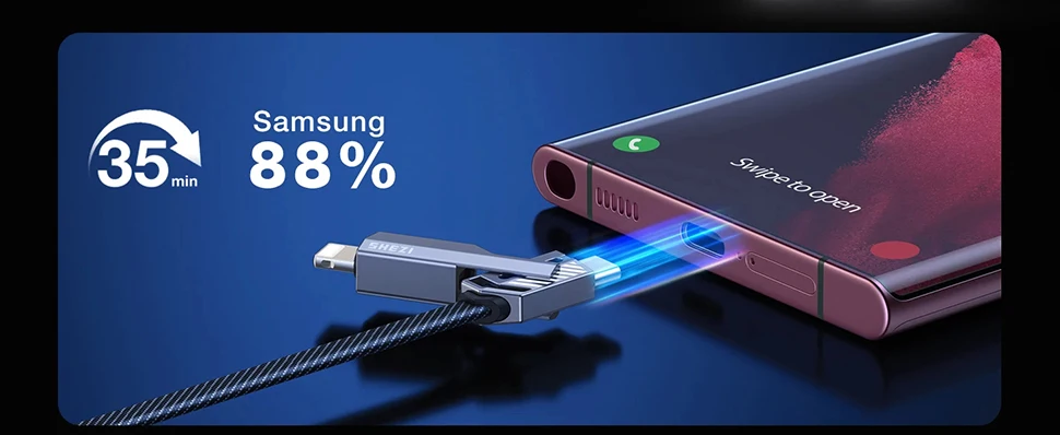 4-in-1 USB C Lightning Cable (2M): Fast Charging & Data Sync - onlinemegasale.com