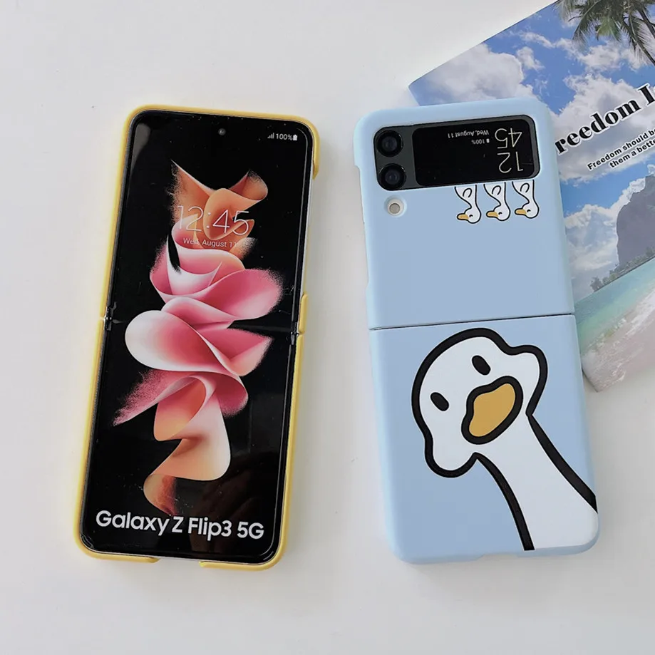 Cute Duck Silicone Phone Case For Samsung Z Flip 4 5G - onlinemegasale.com
