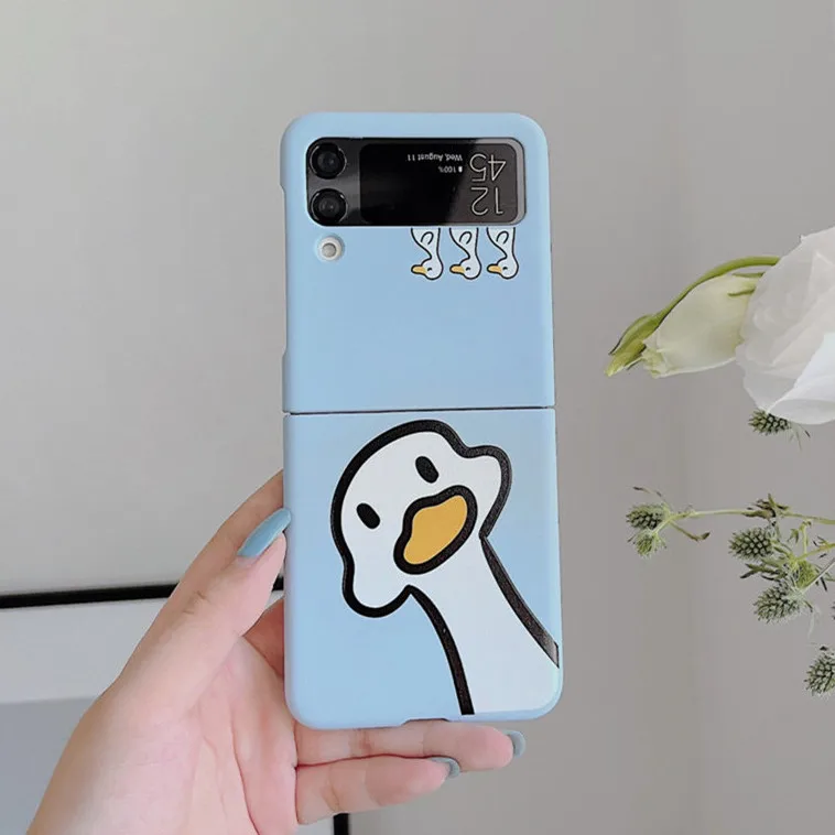 Cute Duck Silicone Phone Case For Samsung Z Flip 4 5G - onlinemegasale.com