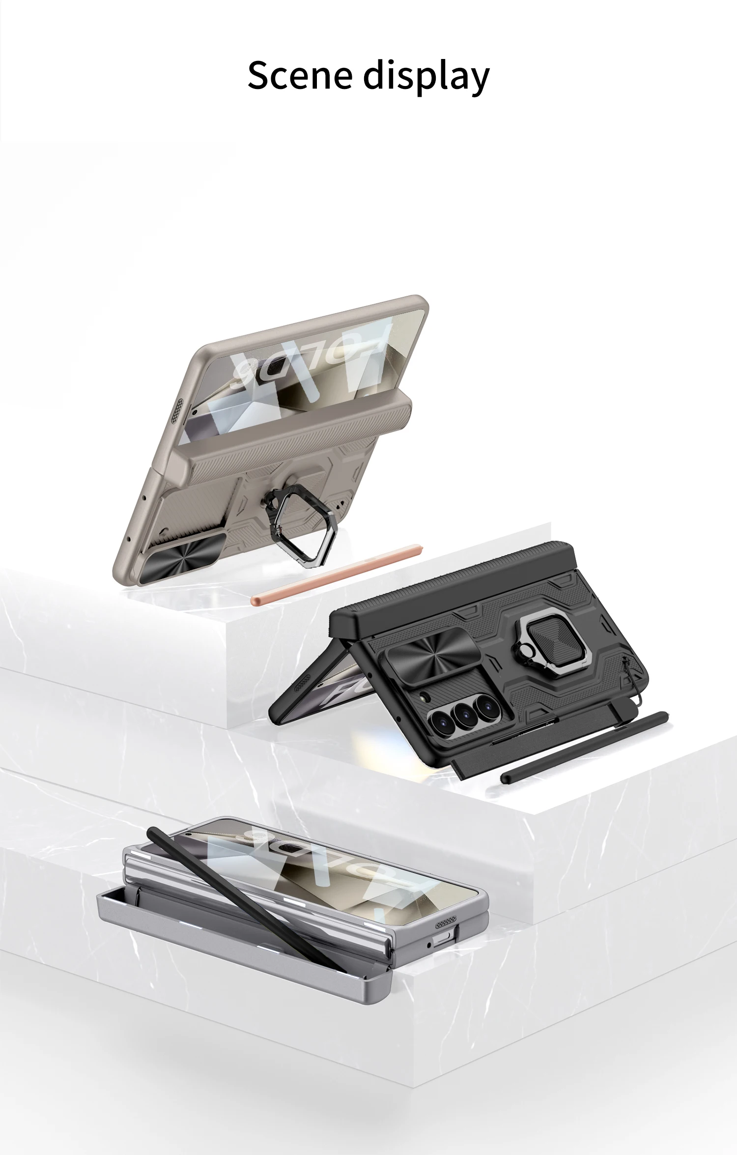 Full Protection Case with Pen Holder & Hinge Protection For Samsung Galaxy Z Fold 6 - onlinemegasale.com