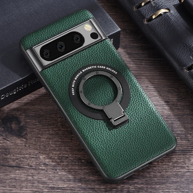 Magnetic Leather Case with Bracket for Google Pixel 8 Series - onlinemegasale.com