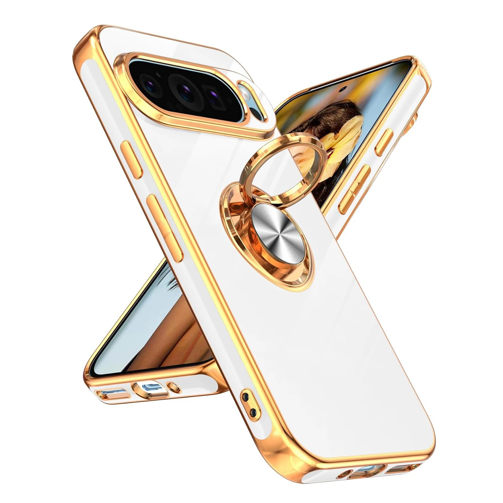 Luxury Plating Case with Ring Holder for Google Pixel Series - onlinemegasale.com