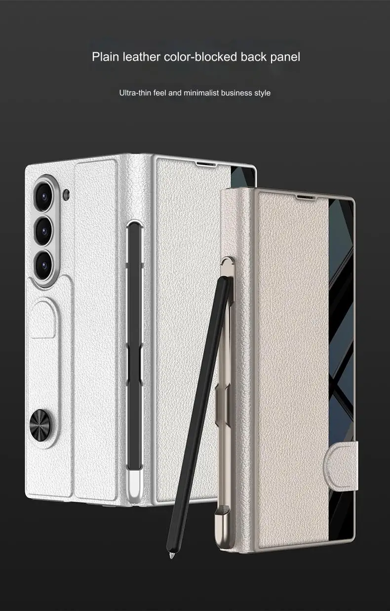 Vegan Leather S-Pen Flip Case for Samsung Galaxy Z Fold 6 | Built-in Glass Screen Protector & Card Slot Holder - onlinemegasale.com Vegan Leather S-Pen Flip Case for Samsung Galaxy Z Fold 6 | Built-in Glass Screen Protector & Card Slot Holder - onlinemegasale.com