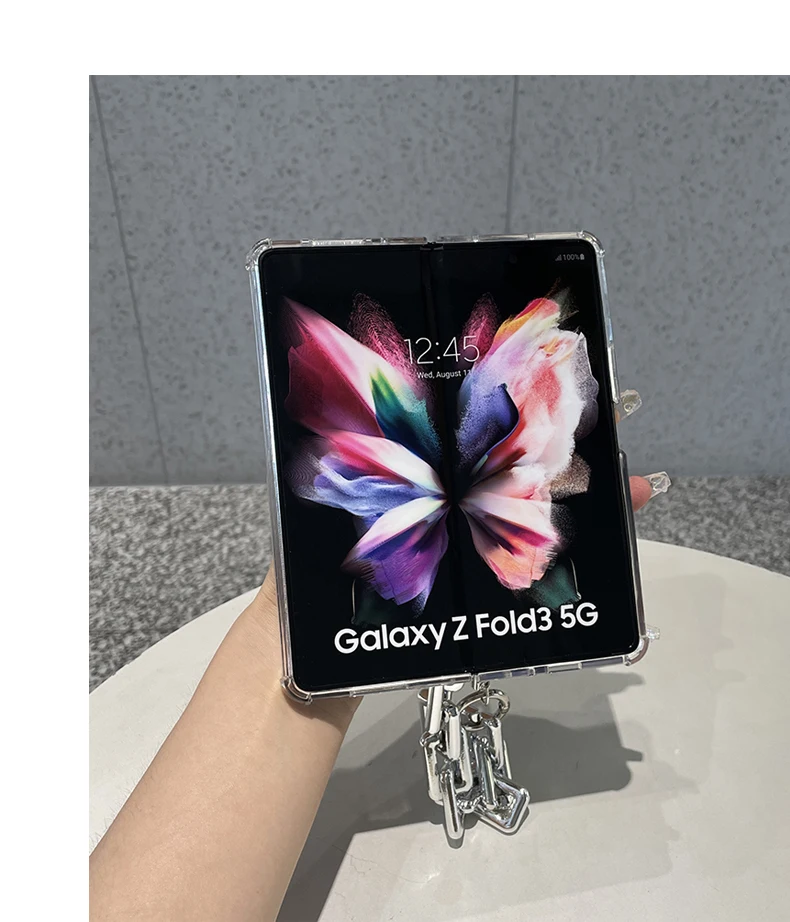 Luxury Mirror Shockproof Case And Bracelet Chain For Samsung Galaxy Z Fold 2 3 4 5G - onlinemegasale.com