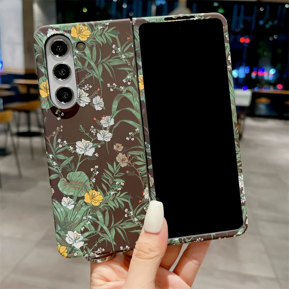 Retro Oil Painting Fragmented Flowers Case For Samsung Galaxy Fold - onlinemegasale.com